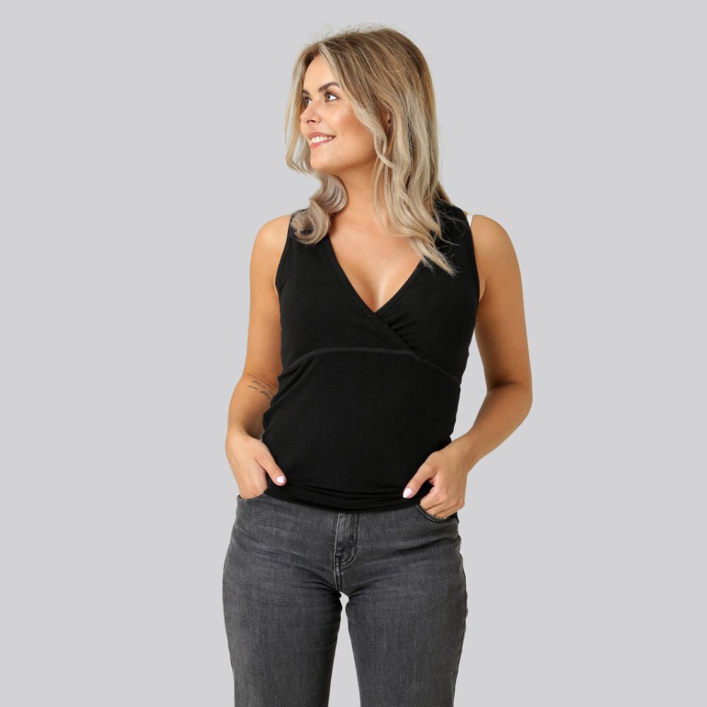 Bambus V-hals top i sort - Bambuni