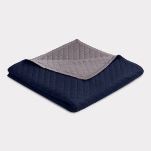 Bambus sengetæppe navy/koksgrå 260x260 - Bambuni