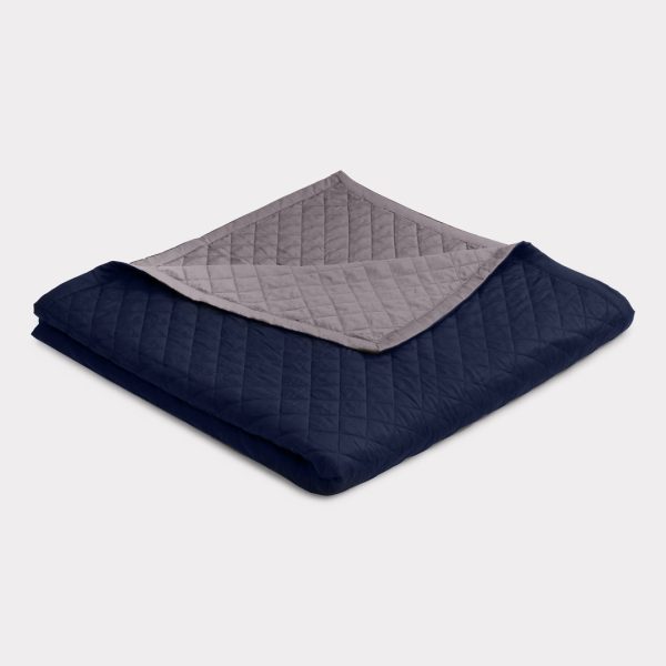 Bambus sengetæppe navy/koksgrå 260x260 - Bambuni