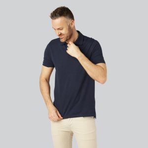 Bambus polo i navy blå til mænd - Bambuni