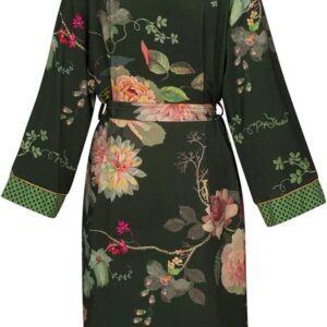 L Naomi Kimono Tokyo Bouquet Dark Green