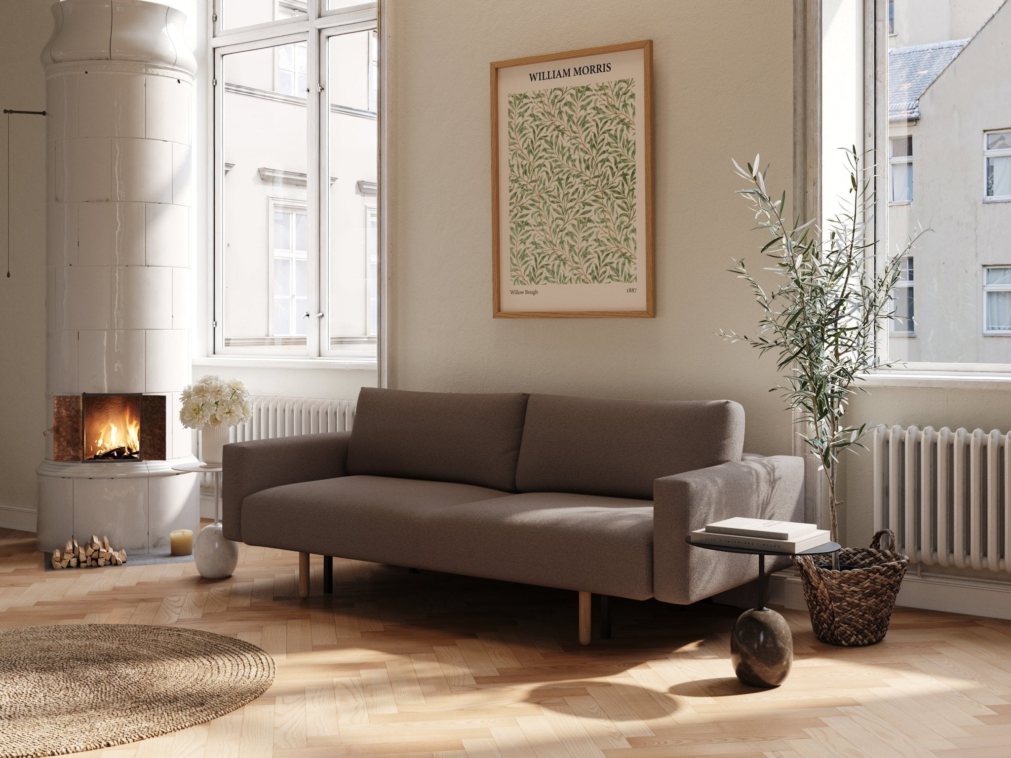 Maya | 140x200 | Bouclé Mørk brun - med armlæn | 530