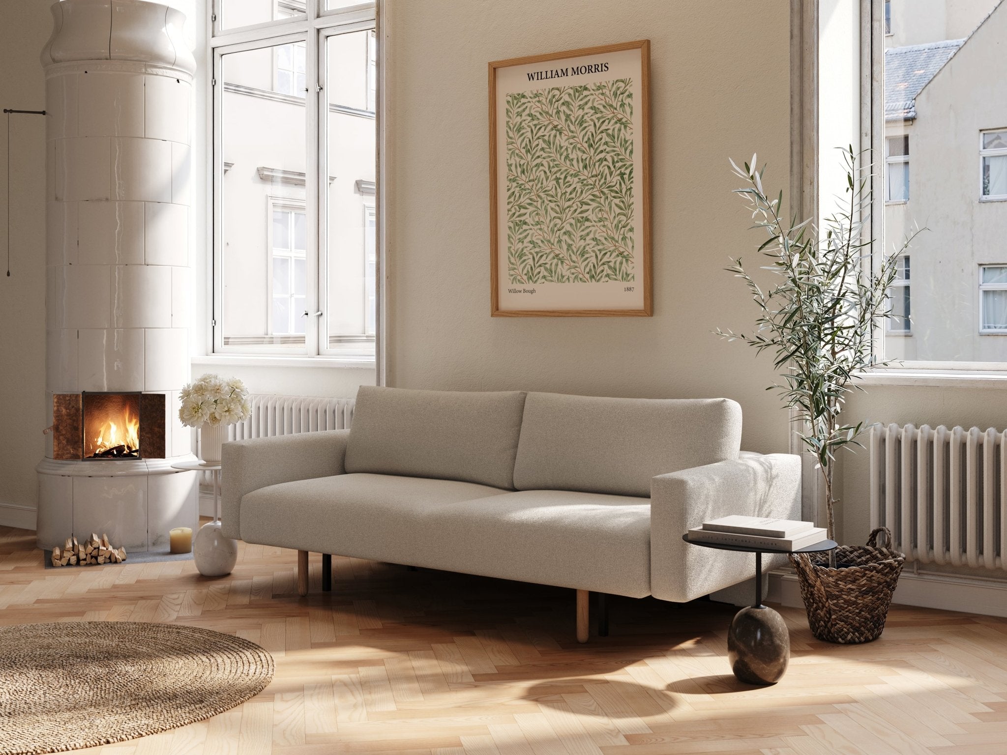 Maya | 140x200 | Bouclé beige - uden armlæn | 539