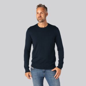 Bambus striktrøje o-hals i navy til mænd - Bambuni