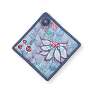 Pot Holder Square Flower Festival Blue 22x22cm
