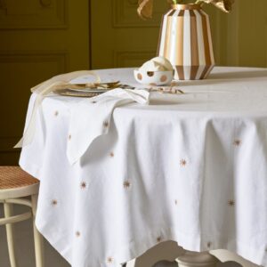 Table Cloth Embroidery Stars Gold 160x250cm