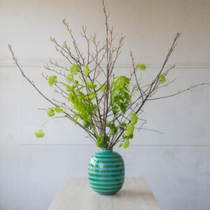 Vase Metal Stripes Green 32cm