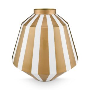 Vase Metal Stripes White-Gold 35cm