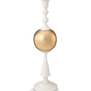 Candle Holder Metal Sphere Large White-Gold 44cm