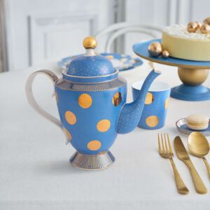 Teapot Large Dot Delight Light Blue-Gold