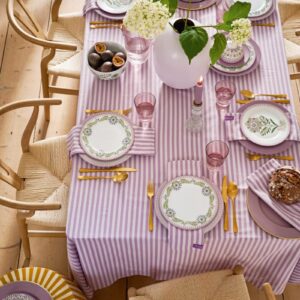 Table Cloth Stripes Lilac 180x300cm