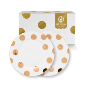 Set/2 Plates Dot Delight White-Gold 26.5cm