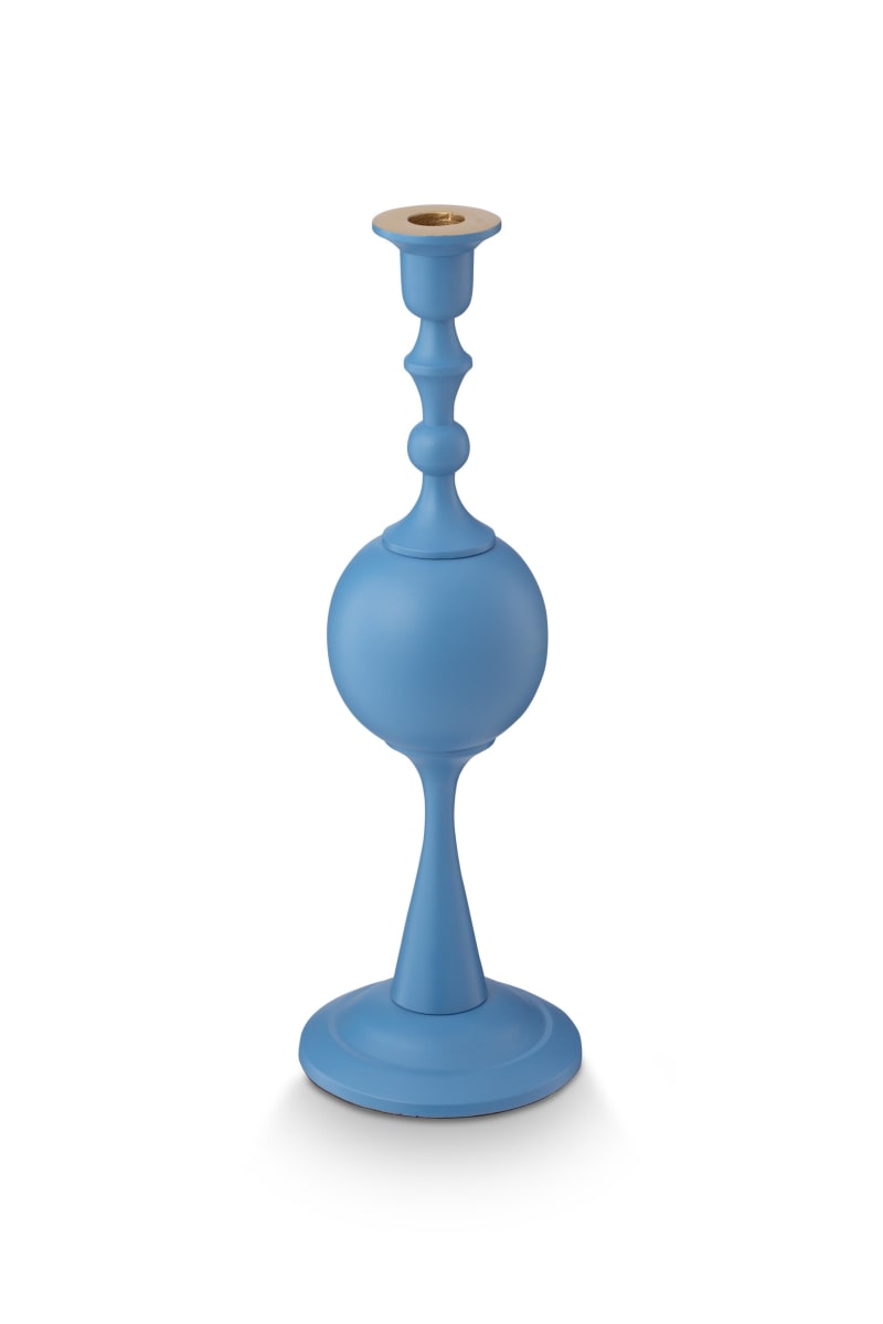 Candle Holder Metal Sphere Medium Matt Light Blue 37cm