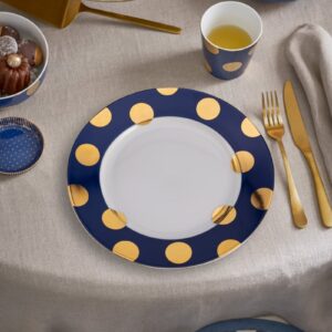 Set/2 Plates Dot Delight Navy-Gold 21cm