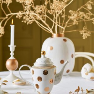 Teapot Dot Delight White-Gold 1.25ltr