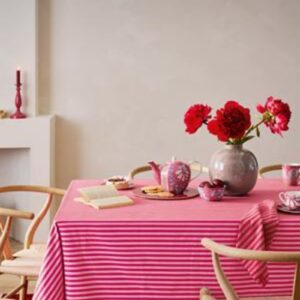 Table Cloth Stripes Pink 180x300cm