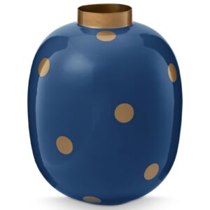 Vase Metal Dots Navy-Gold 32cm