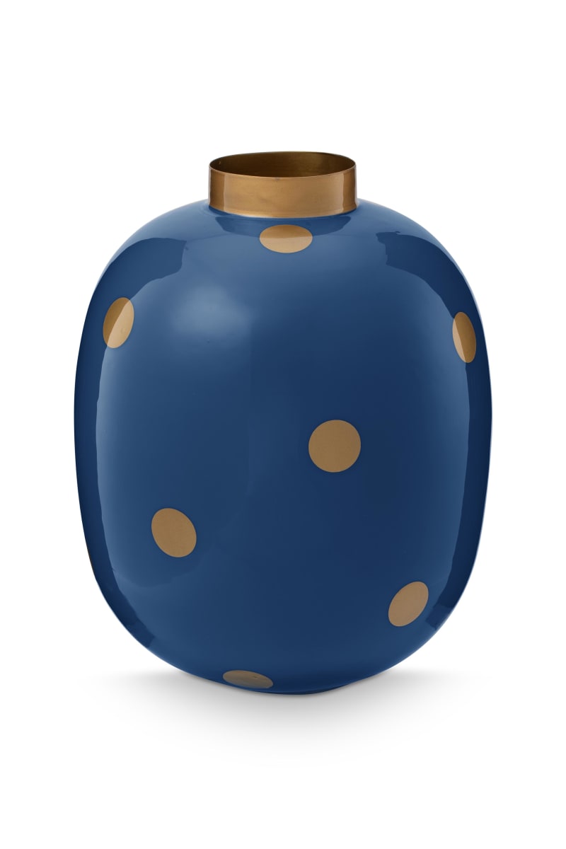 Vase Metal Dots Navy-Gold 32cm