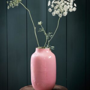 Vase Metal Oval Old Pink 30cm