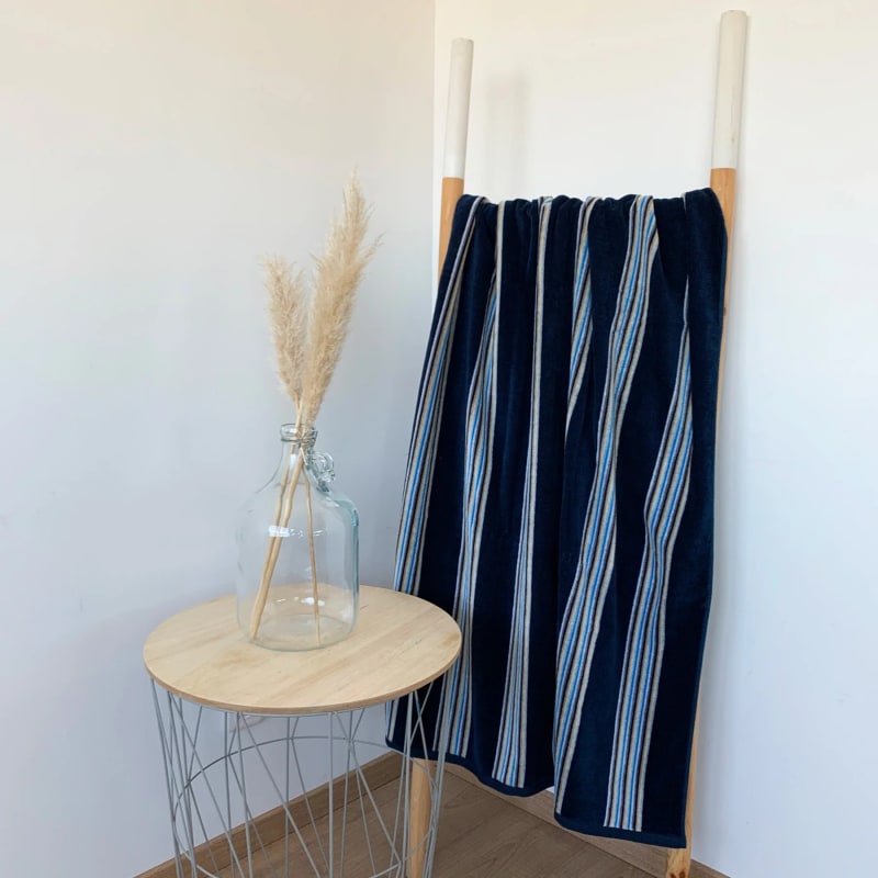 Fransk Milonga strandhåndklæde Marineblå 90x170cm