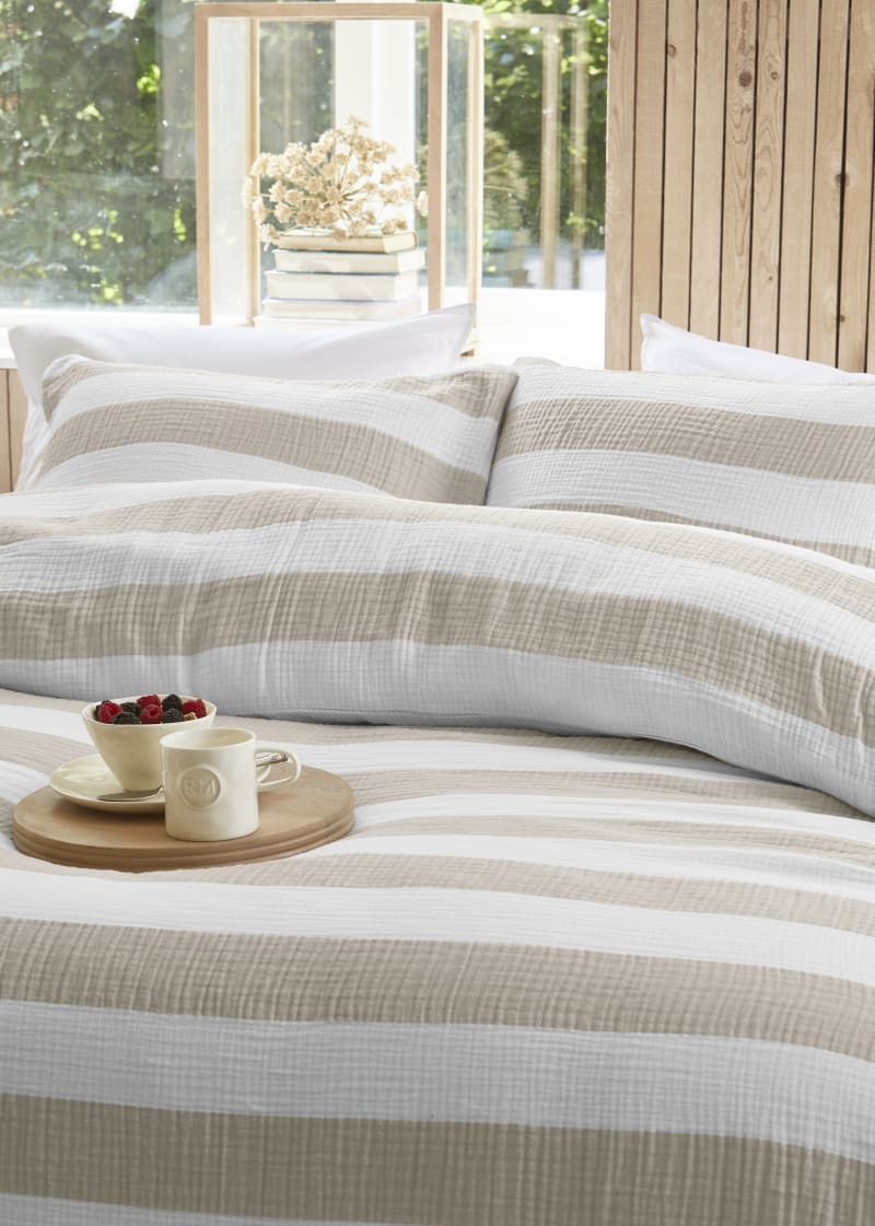 Riviera Maison Duvet Cover Striped Sand 140x200/60x63 cm