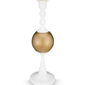 Candle Holder Metal Sphere Medium White-Gold 37cm