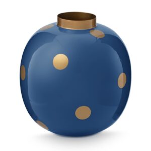 Vase Metal Dots Navy-Gold 23cm