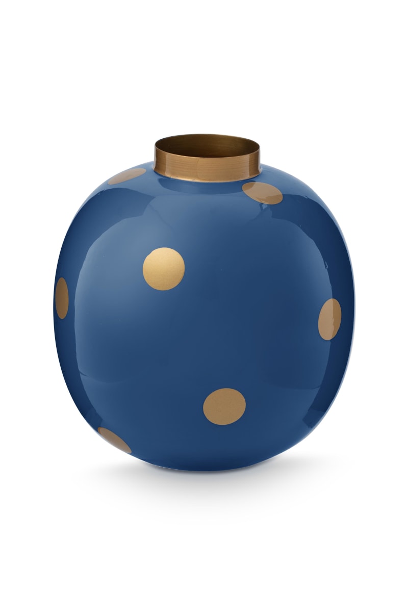 Vase Metal Dots Navy-Gold 23cm