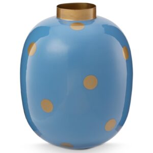 Vase Metal Dots Light Blue-Gold 32cm
