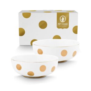 Set/2 Bowls Dot Delight white-Gold 15 cm