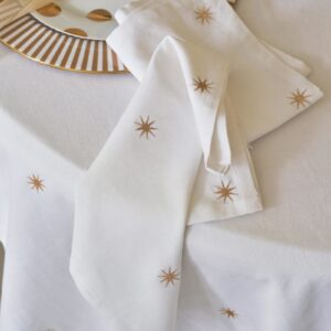 Table Cloth Embroidery Stars Gold 180x300cm