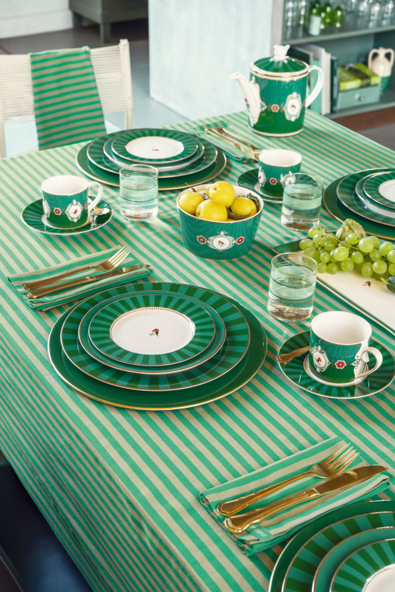Table Cloth Stripes Green 180x300cm