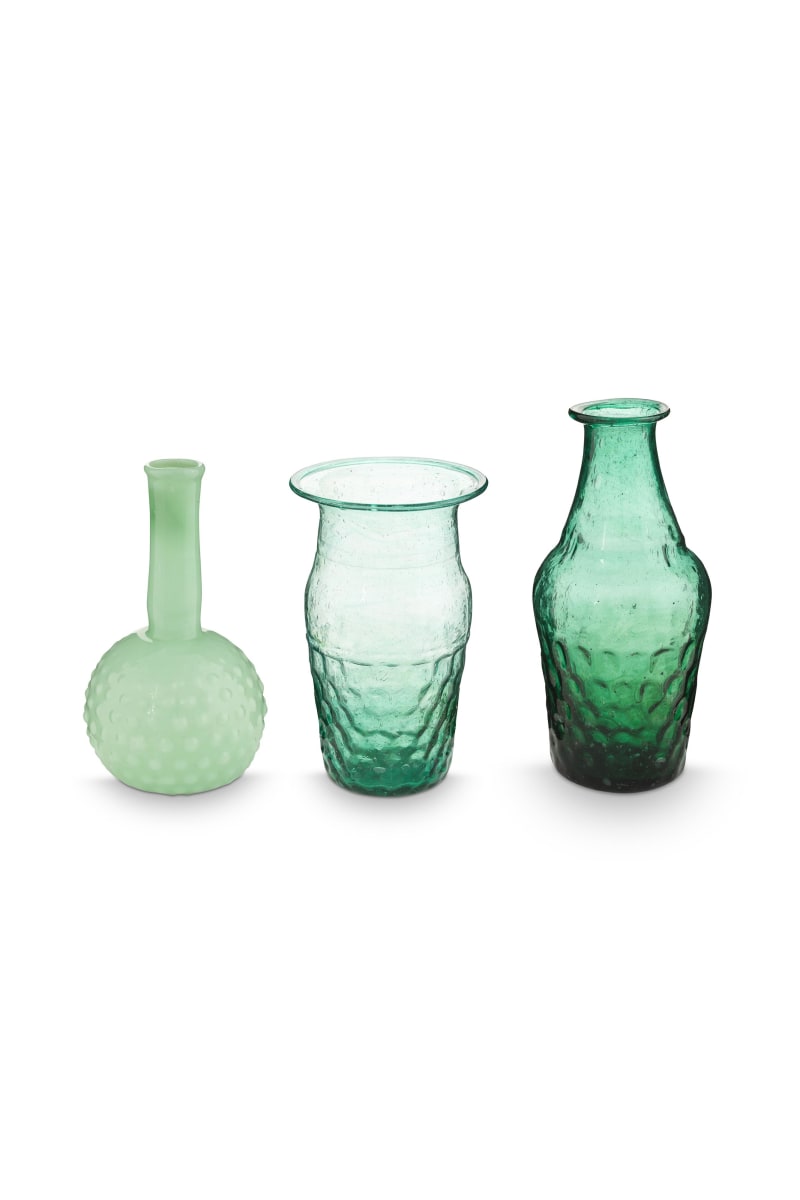 Pip Studio Set/3 Small Vases Glass Blue-Green