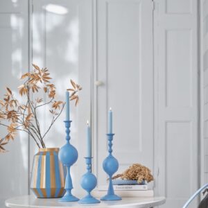 Candle Holder Metal Sphere Large Matt Light Blue 44cm