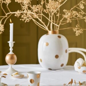 Vase Metal Dots White-Gold 32cm