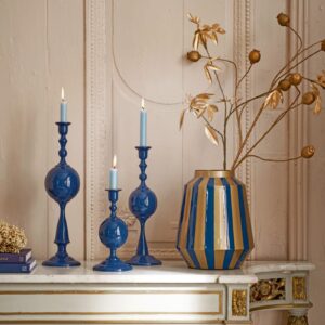 Candle Holder Metal Sphere Large Navy 44cm