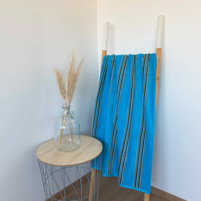 Fransk Milonga strandhåndklæde Turkis 90x170cm