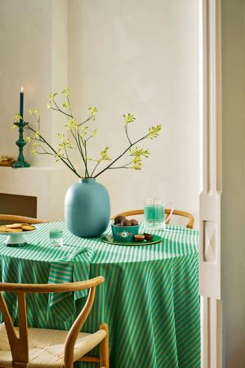Table Cloth Stripes Green 160x250cm