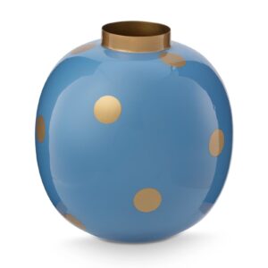 Vase Metal Dots Light Blue-Gold 23cm