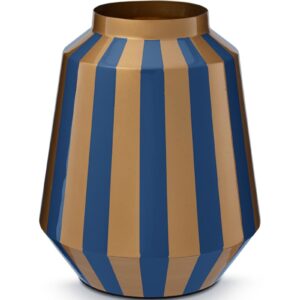 Vase Metal Stripes Navy-Gold 24x29cm