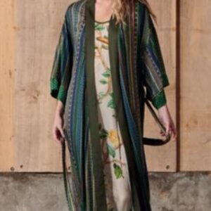 L Noelle Kimono Ribbon Green/Blue L