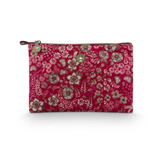 Charly Cosmetic Flat Pouch Medium Quilted Daisy Dreams Red 24x1x15.5cm