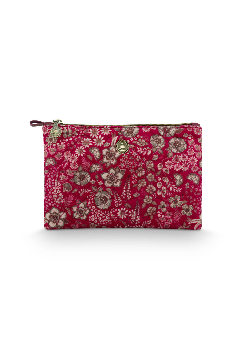 Charly Cosmetic Flat Pouch Medium Quilted Daisy Dreams Red 24x1x15.5cm