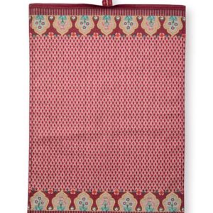 Tea Towel Flower Festival Scallop Dark Pink 50x70cm