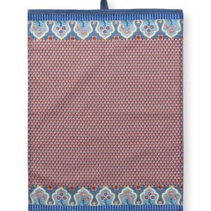 Tea Towel Flower Festival Blue-Red 50x70cm