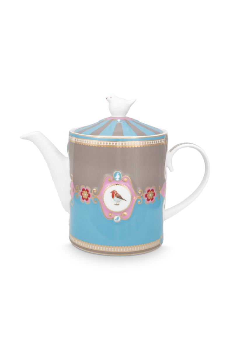 Teapot Love Birds Medallion Blue-Khaki 1.3ltr