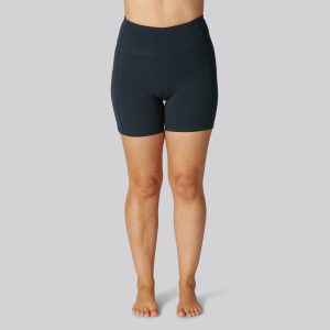 Bambus fitness shorts kort i navy til damer - Bambuni