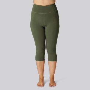 Bambus fitness 3/4 tights i grøn til damer - Bambuni