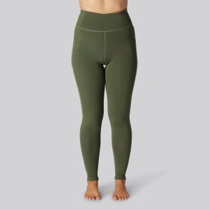 Bambus fitness tights i grøn til damer - Bambuni