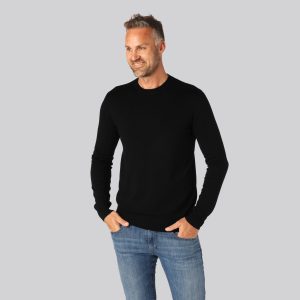 Bambus striktrøje o-hals i sort til mænd - Bambuni